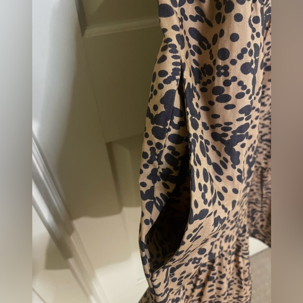 Anthropologie Somerset Animal Print Short Sleeve Mini Dress, Brown & Blk, Sz L - Picture 11 of 16
